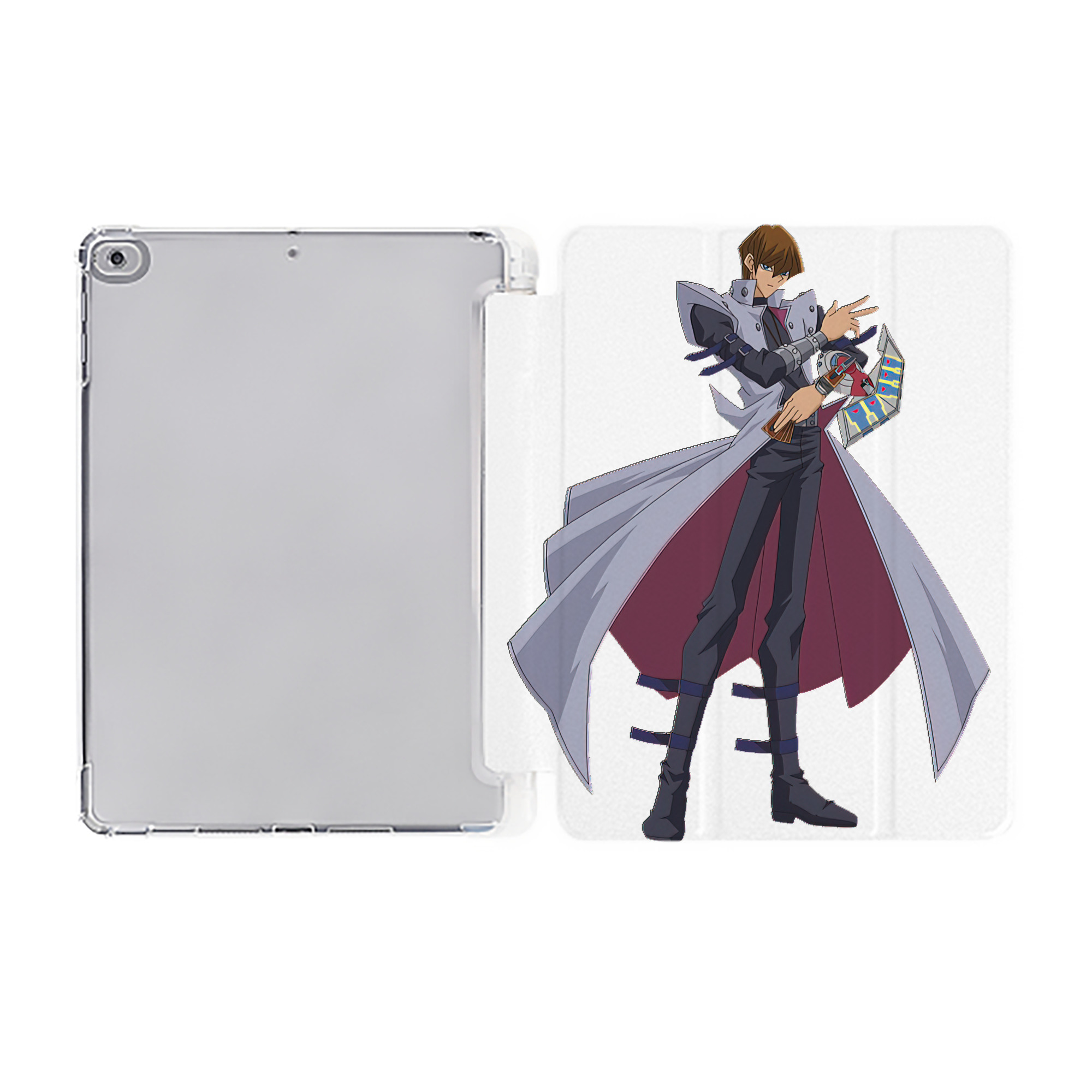 （画像用） 遊☆戯☆王 Yu-Gi-Oh! IPad ケース ペン収納付き 三つ折りスタンド PUレザー×シリコン 対応機種9.5/10.5/10.9インチ